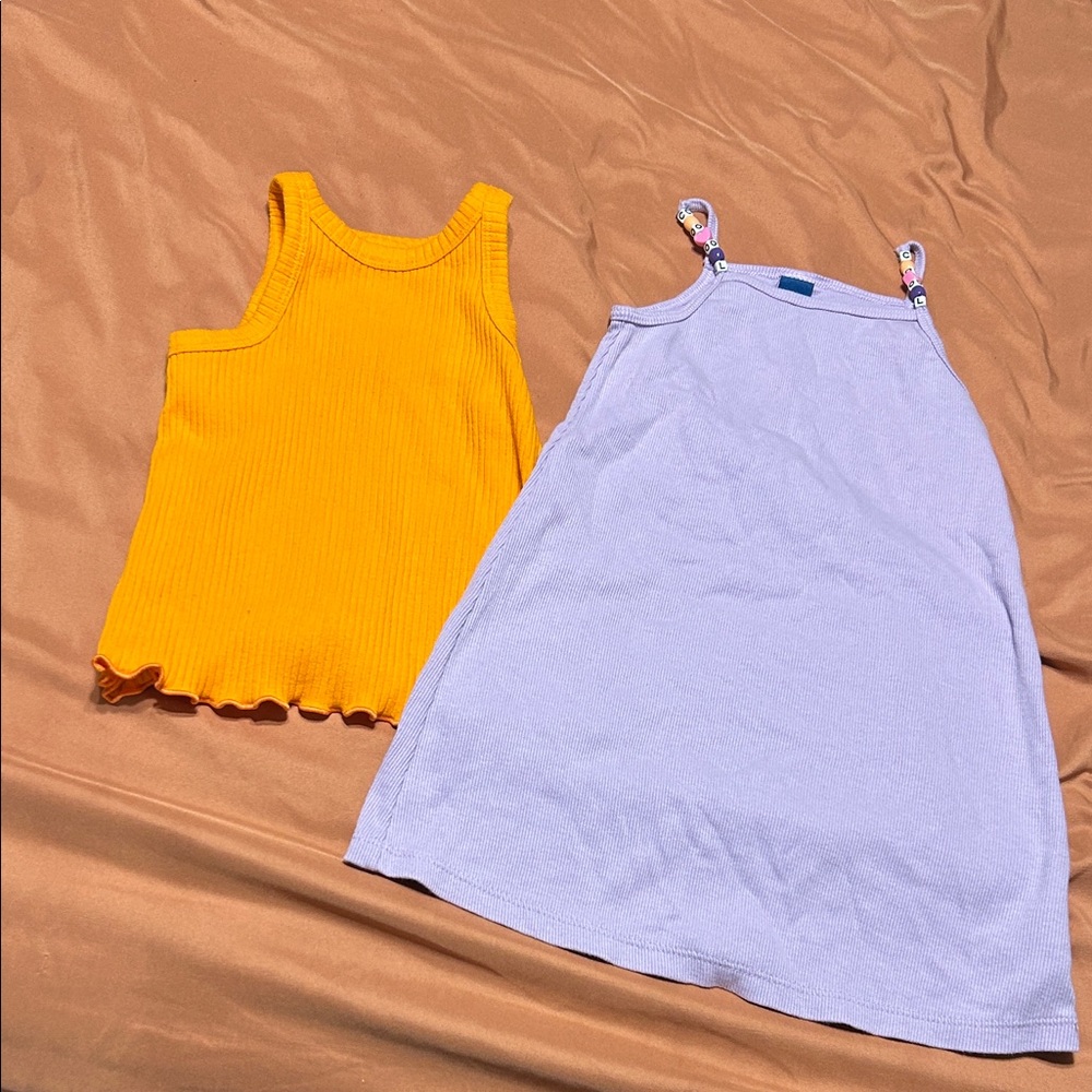 Yellow tank and Lavender Kids Dress Set 3t